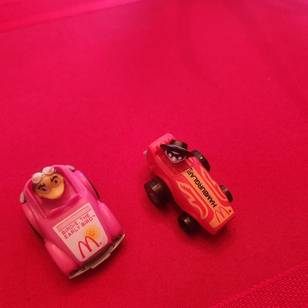 Vintage 1980s McDonald's Pink and Red Toy Cars
